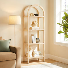 Vexley Natural 72 Inch Tall Narrow Arched Bookshelf - Ornate Home