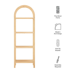 Vexley Natural 72 Inch Tall Narrow Arched Bookshelf - Ornate Home