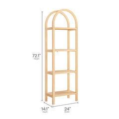 Vexley Natural 72 Inch Tall Narrow Arched Bookshelf - Ornate Home
