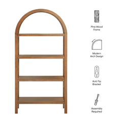 Vexley Walnut 60 Inch Arched Bookshelf - Ornate Home