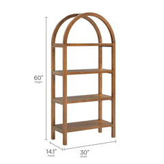 Vexley Walnut 60 Inch Arched Bookshelf - Ornate Home