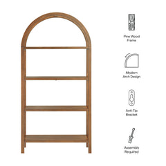 Vexley Walnut 72 Inch Large Arched Bookshelf - Ornate Home
