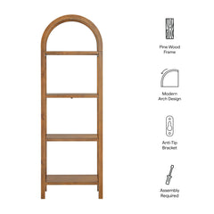 Vexley Walnut 72 Inch Tall Narrow Arched Bookshelf - Ornate Home