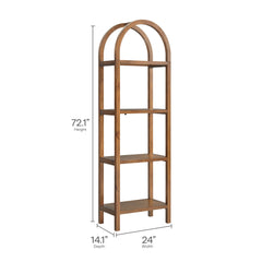 Vexley Walnut 72 Inch Tall Narrow Arched Bookshelf - Ornate Home