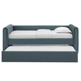 Veyla Cadet Blue Channel Tufted Performance Velvet Twin Daybed With Trundle - Ornate Home