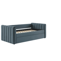 Veyla Cadet Blue Channel Tufted Performance Velvet Twin Daybed With Trundle - Ornate Home