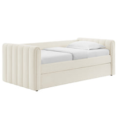 Veyla Cloud Channel Tufted Boucle Twin Daybed With Trundle - Ornate Home