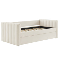 Veyla Cloud Channel Tufted Boucle Twin Daybed With Trundle - Ornate Home