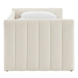Veyla Cloud Channel Tufted Boucle Twin Daybed With Trundle - Ornate Home