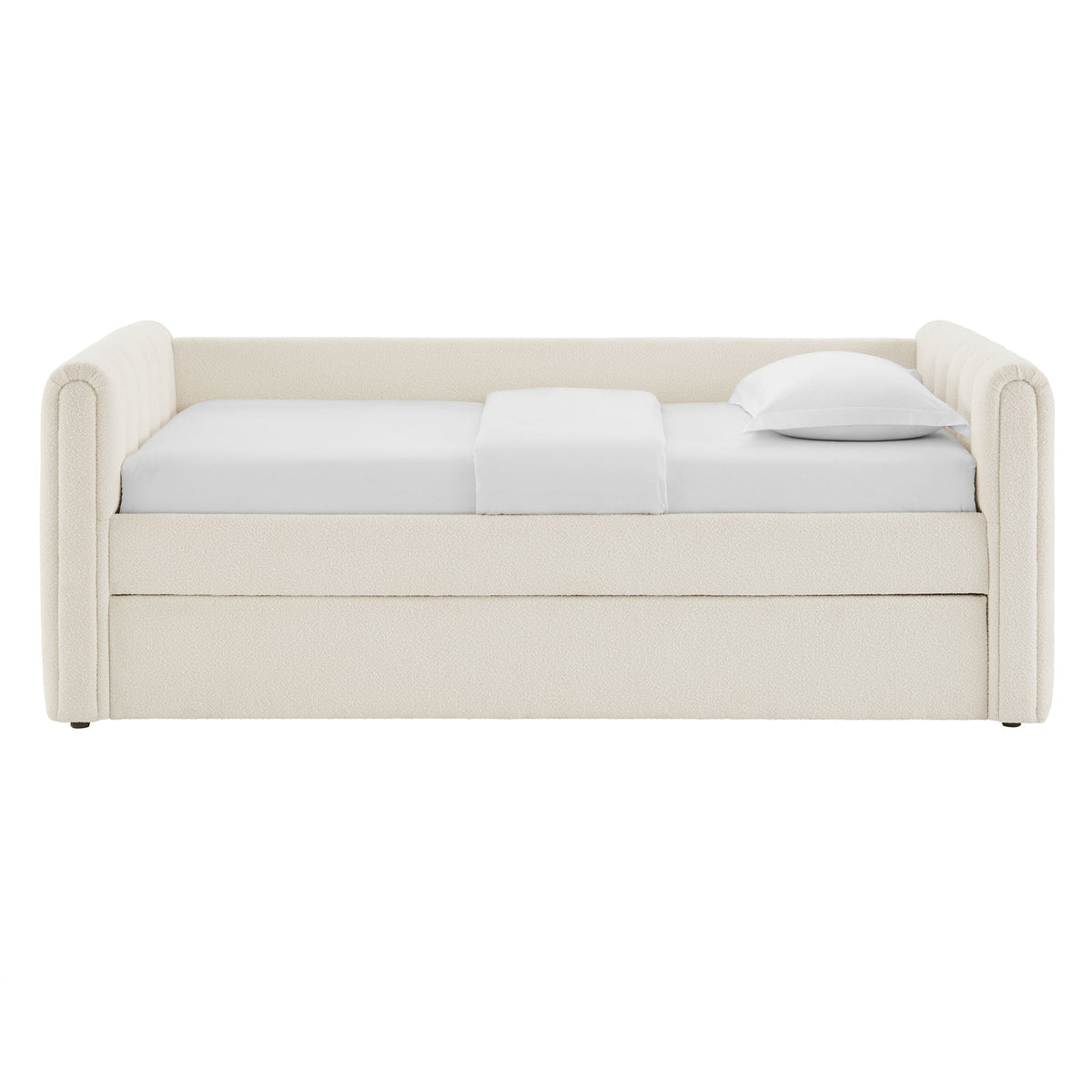Veyla Cloud Channel Tufted Boucle Twin Daybed With Trundle - Ornate Home