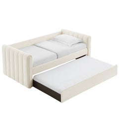 Veyla Cloud Channel Tufted Boucle Twin Daybed With Trundle - Ornate Home