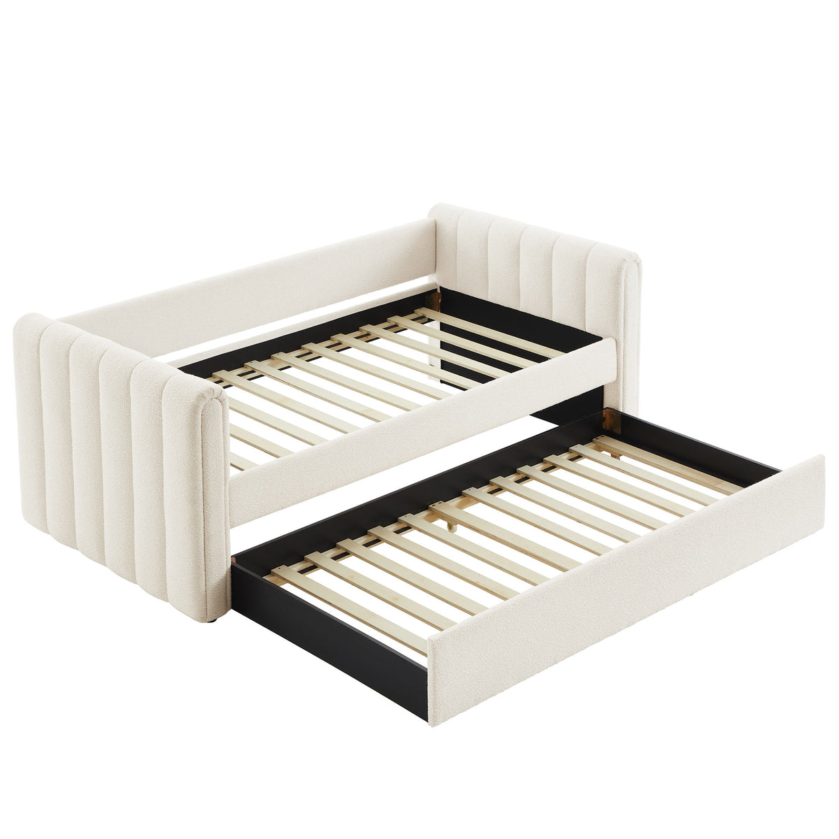 Veyla Cloud Channel Tufted Boucle Twin Daybed With Trundle - Ornate Home