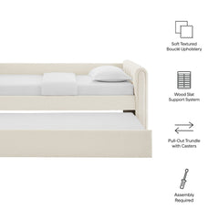 Veyla Cloud Channel Tufted Boucle Twin Daybed With Trundle - Ornate Home