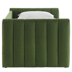 Veyla Moss Green Channel Tufted Performance Velvet Twin Daybed With Trundle - Ornate Home