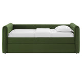 Veyla Moss Green Channel Tufted Performance Velvet Twin Daybed With Trundle - Ornate Home