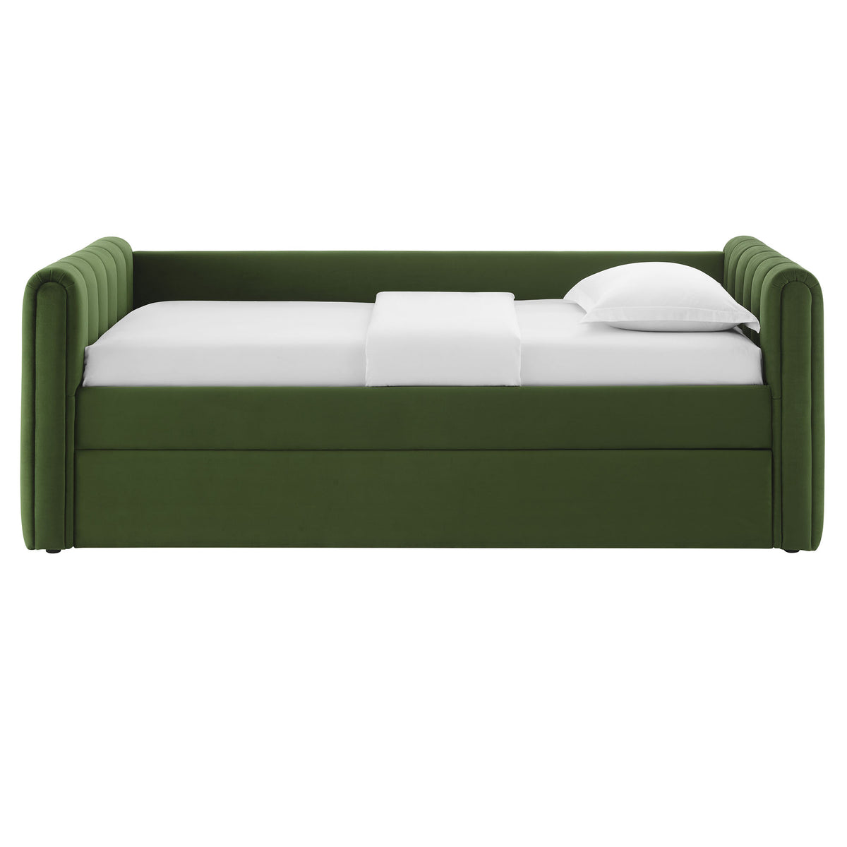 Veyla Moss Green Channel Tufted Performance Velvet Twin Daybed With Trundle - Ornate Home