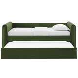 Veyla Moss Green Channel Tufted Performance Velvet Twin Daybed With Trundle - Ornate Home