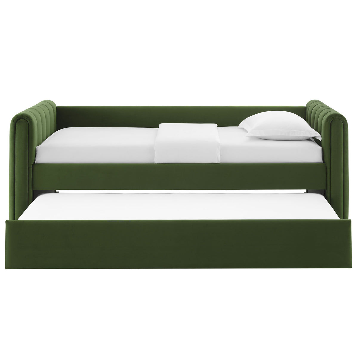 Veyla Moss Green Channel Tufted Performance Velvet Twin Daybed With Trundle - Ornate Home