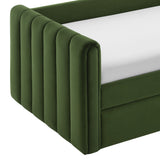 Veyla Moss Green Channel Tufted Performance Velvet Twin Daybed With Trundle - Ornate Home