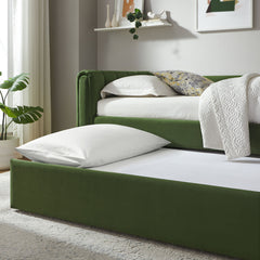 Veyla Moss Green Channel Tufted Performance Velvet Twin Daybed With Trundle - Ornate Home