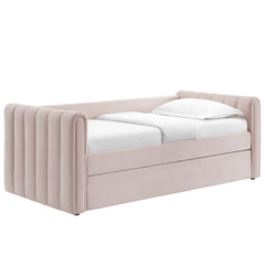 Veyla Pink Channel Tufted Performance Velvet Twin Daybed With Trundle - Ornate Home