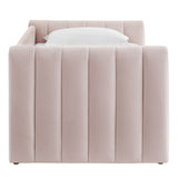 Veyla Pink Channel Tufted Performance Velvet Twin Daybed With Trundle - Ornate Home