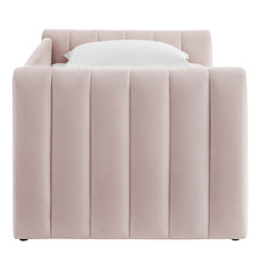 Veyla Pink Channel Tufted Performance Velvet Twin Daybed With Trundle - Ornate Home