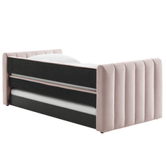 Veyla Pink Channel Tufted Performance Velvet Twin Daybed With Trundle - Ornate Home