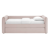 Veyla Pink Channel Tufted Performance Velvet Twin Daybed With Trundle - Ornate Home