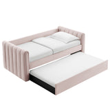 Veyla Pink Channel Tufted Performance Velvet Twin Daybed With Trundle - Ornate Home