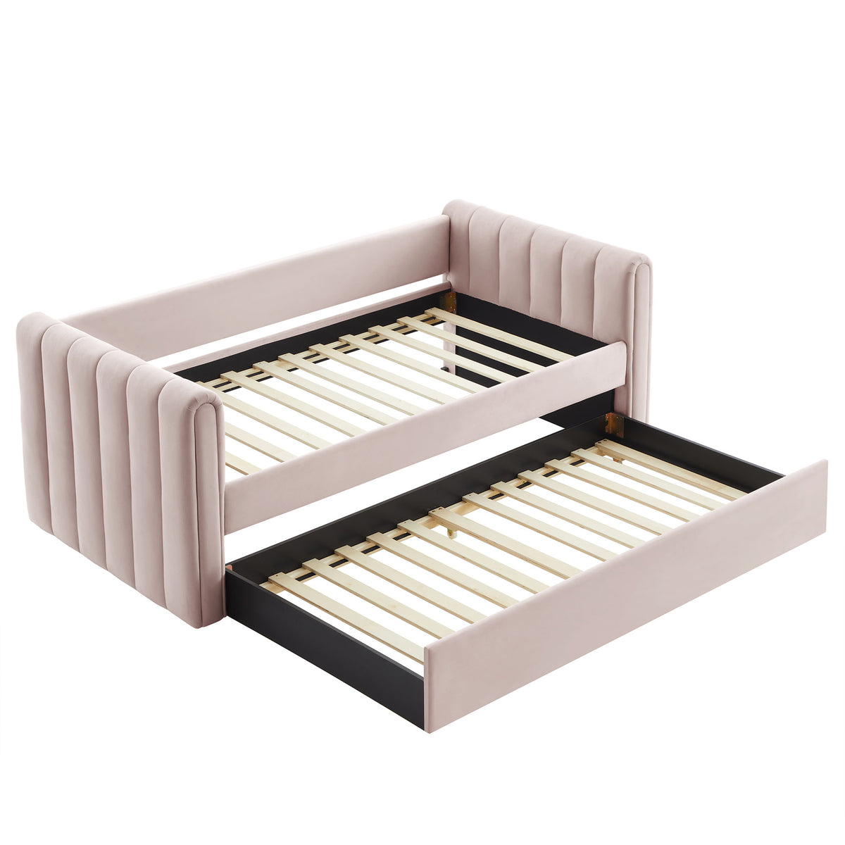Veyla Pink Channel Tufted Performance Velvet Twin Daybed With Trundle - Ornate Home