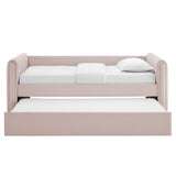 Veyla Pink Channel Tufted Performance Velvet Twin Daybed With Trundle - Ornate Home
