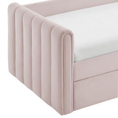 Veyla Pink Channel Tufted Performance Velvet Twin Daybed With Trundle - Ornate Home