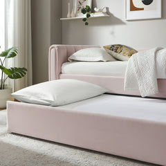 Veyla Pink Channel Tufted Performance Velvet Twin Daybed With Trundle - Ornate Home