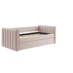 Veyla Pink Channel Tufted Performance Velvet Twin Daybed With Trundle - Ornate Home