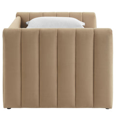 Veyla Taupe Channel Tufted Performance Velvet Twin Daybed With Trundle - Ornate Home