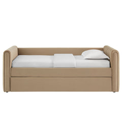 Veyla Taupe Channel Tufted Performance Velvet Twin Daybed With Trundle - Ornate Home