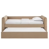 Veyla Taupe Channel Tufted Performance Velvet Twin Daybed With Trundle - Ornate Home