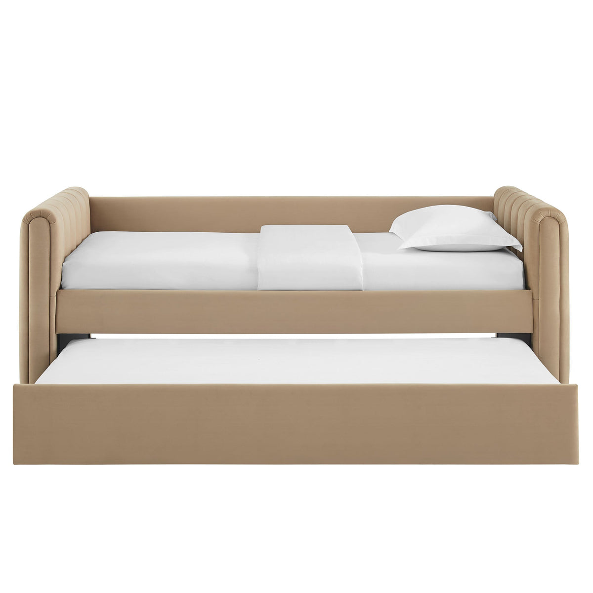 Veyla Taupe Channel Tufted Performance Velvet Twin Daybed With Trundle - Ornate Home