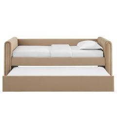 Veyla Taupe Channel Tufted Performance Velvet Twin Daybed With Trundle - Ornate Home