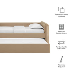 Veyla Taupe Channel Tufted Performance Velvet Twin Daybed With Trundle - Ornate Home