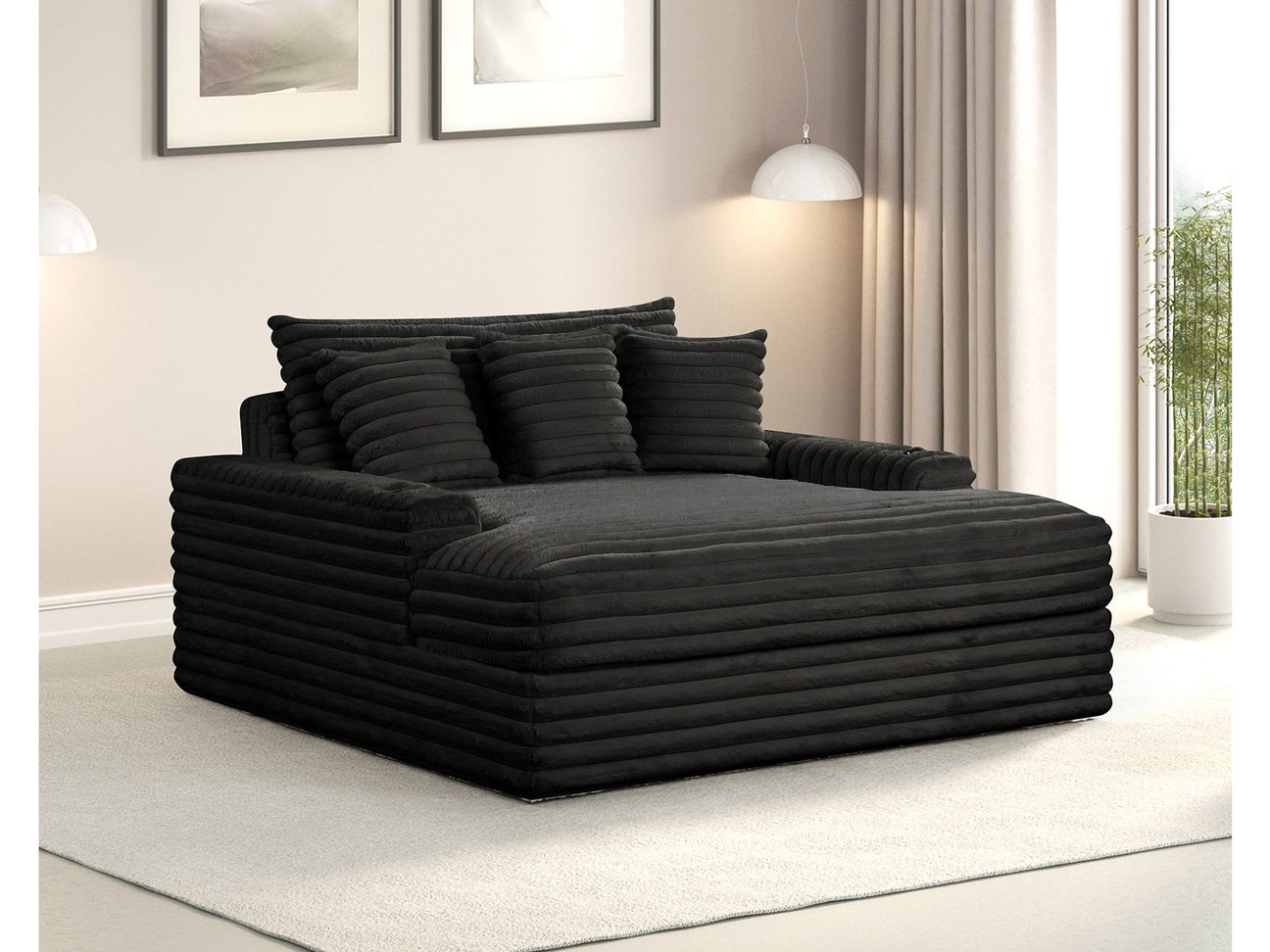 Veyrier Black 2 Arm Chaise - Ornate Home