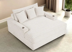 Veyrier White 2 Arm Oversize Chaise - Ornate Home