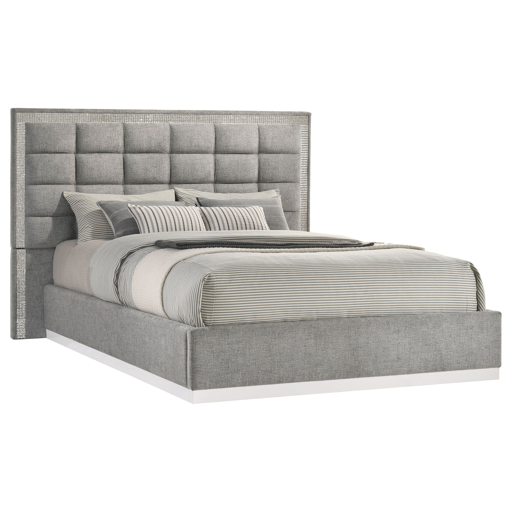 Viana Grey / White High Gloss E King Bed - Ornate Home