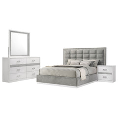 Viana Grey / White High Gloss Queen 4 Pc Bedroom Set - Ornate Home