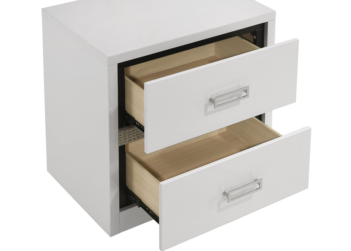 Viana Grey / White High Gloss Queen 4 Pc Bedroom Set - Ornate Home
