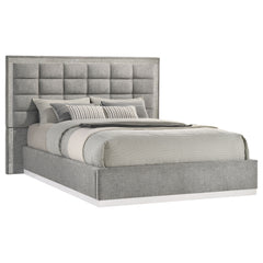 Viana Grey / White High Gloss Queen Bed - Ornate Home