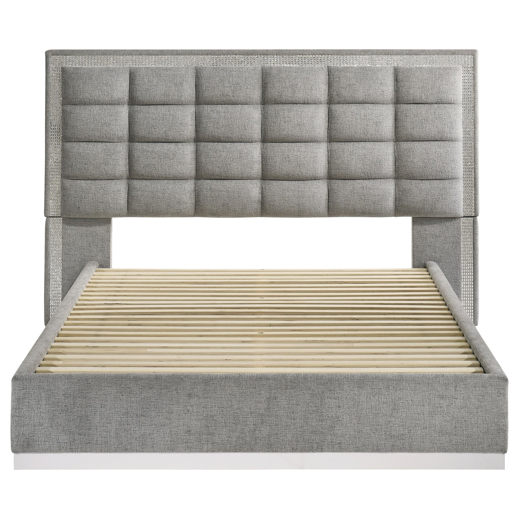 Viana Grey / White High Gloss Queen Bed - Ornate Home