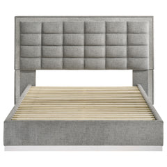 Viana Grey / White High Gloss Queen Bed - Ornate Home
