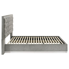 Viana Grey / White High Gloss Queen Bed - Ornate Home